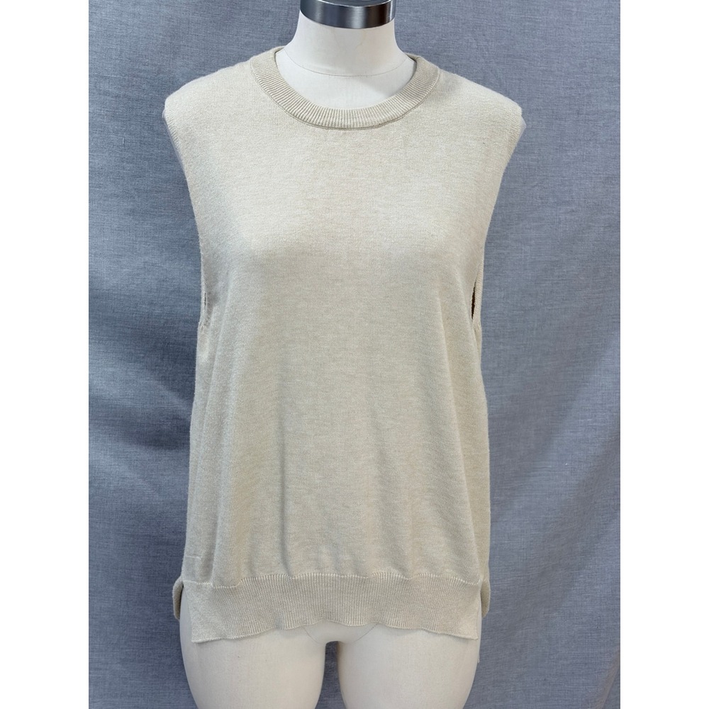 Maeve by Anthropologie Oatmeal Beige Open Tie Back Knit Sweater Vest One Size